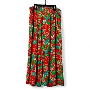 Rose + Olive Tropical Floral Print Wide Leg Palazzo Pants - size XL